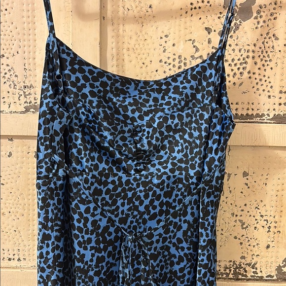 Blue Leopard Print Slip Dress - Picture 3 of 6